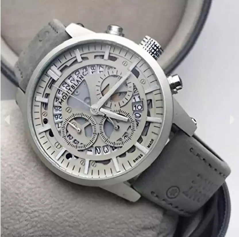 MB_661 Men's Chronograph Grey Genuine Leather Watch Analog Watch - For Men MB_661 Chronograph Genuine Leather Grey