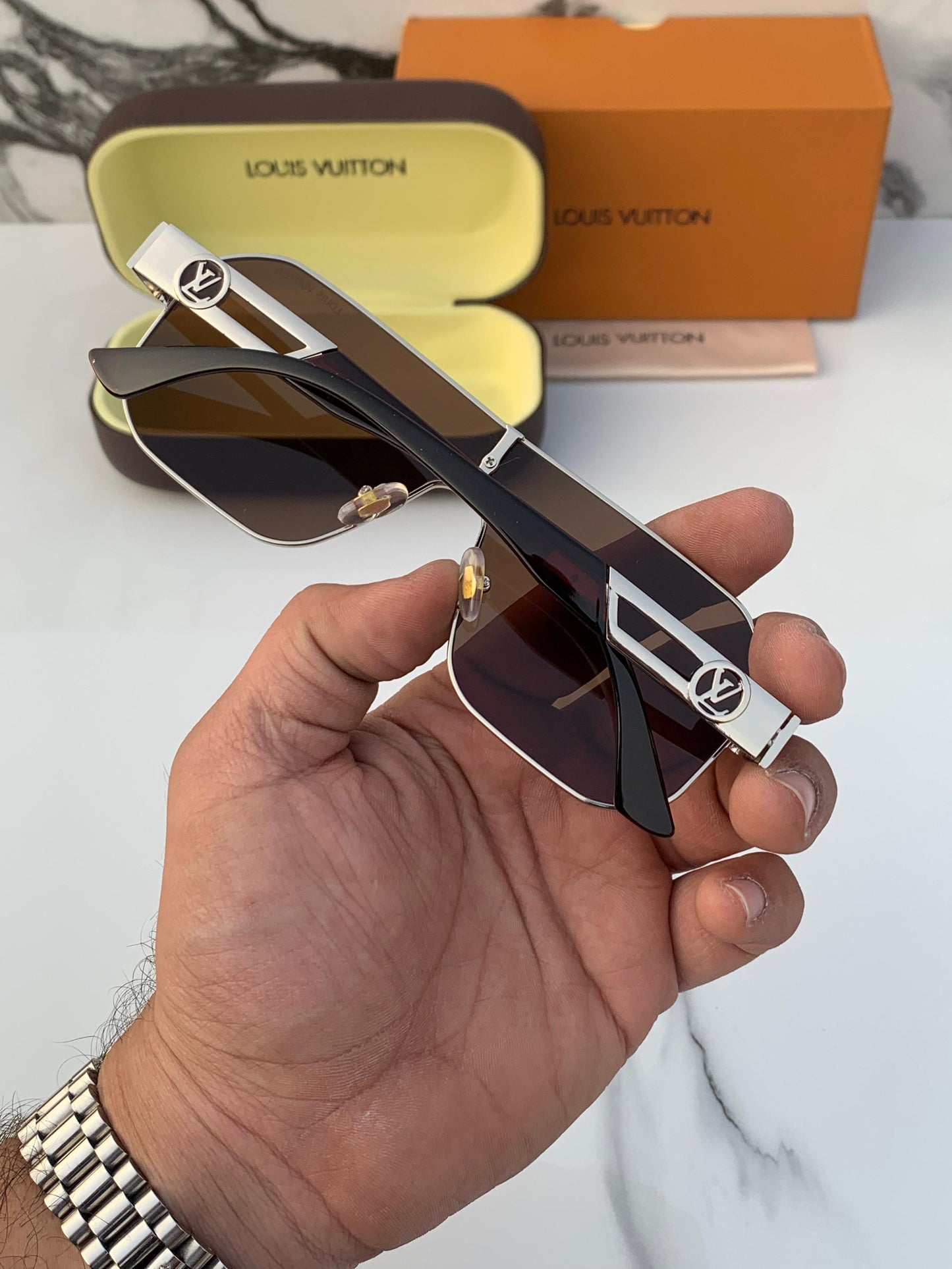 Branded LV 129 silver brown  Sunglasses (With Original Kit)