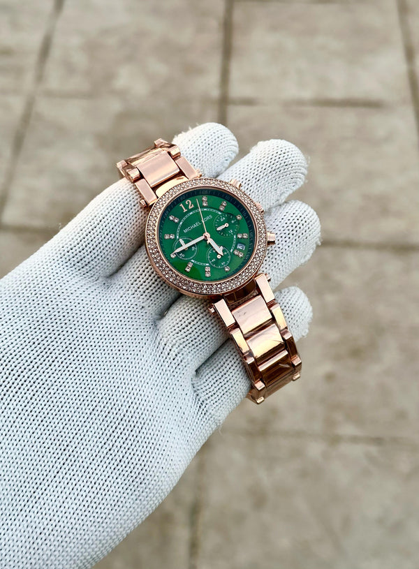 Michea_l Kor_s Rose Gold Green Dial