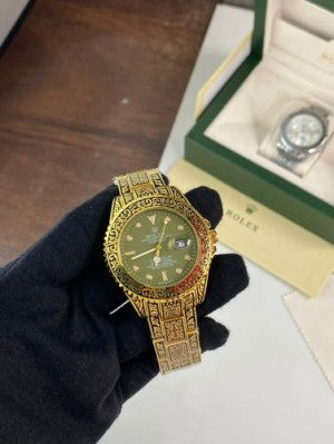 Rlx Vintage Gold Green Mens Watch