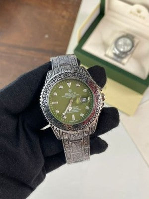 Rlx Vintage Silver Green Mens Watch