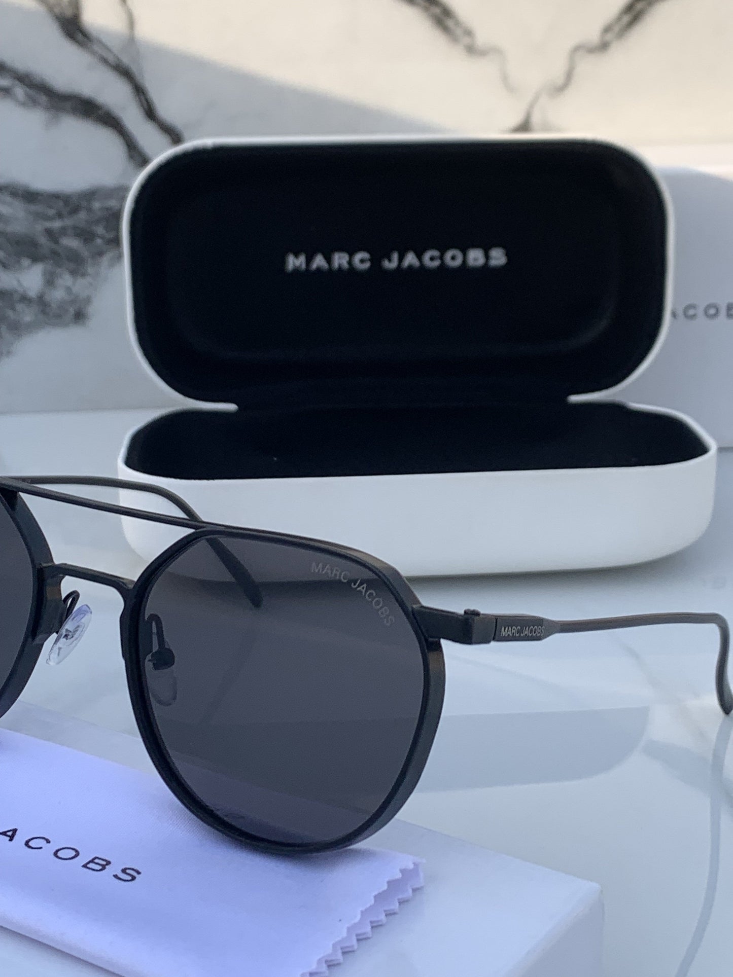 Branded Mj Metal Frame Full Black Sunglasses (With Original Kit)