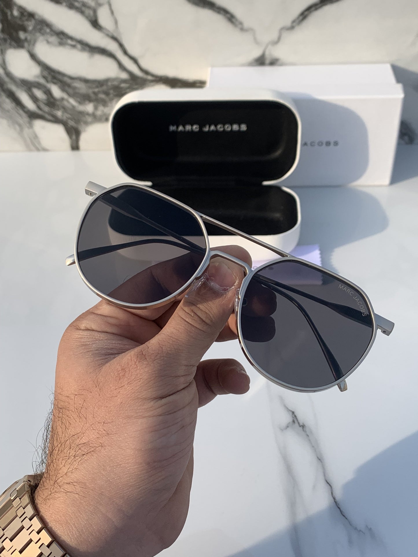 Branded  MJ Silver Grey Sunglasses (With Original Kit)