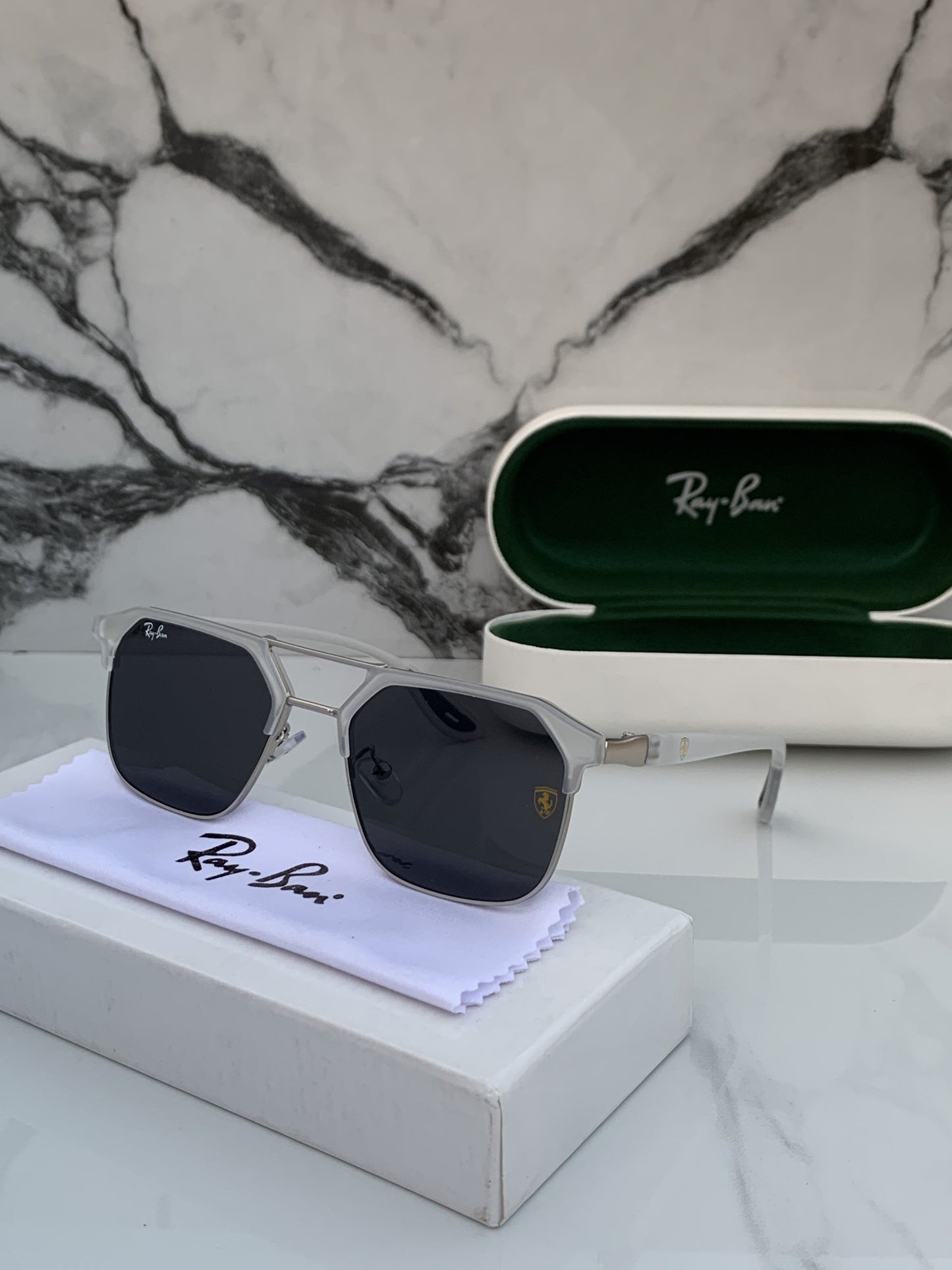 Branded  RB White Black Sunglasses (With Original Kit)