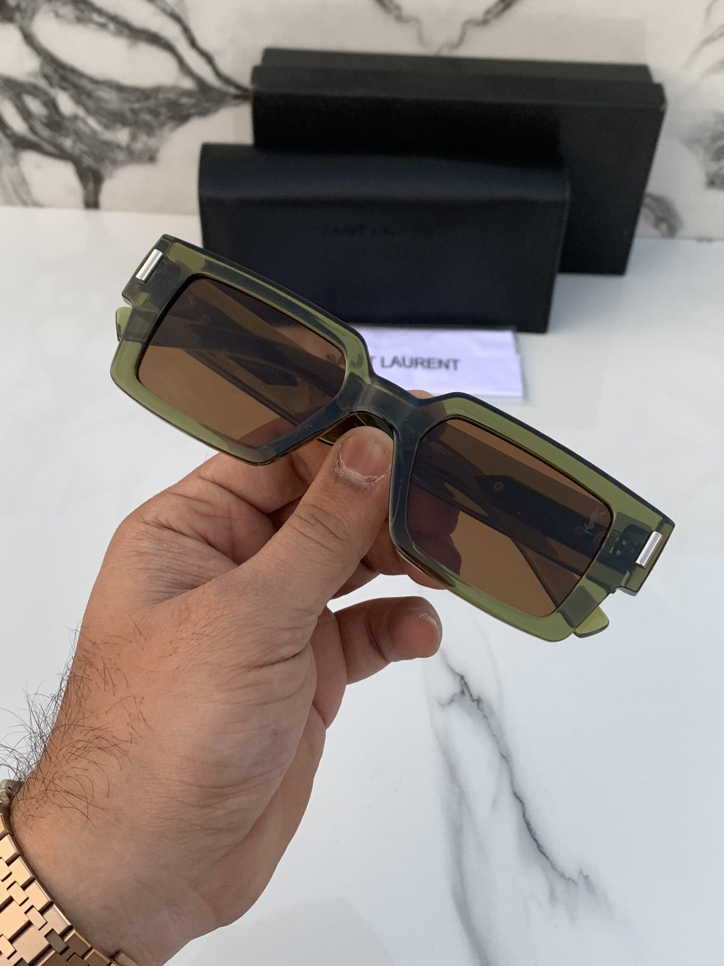 Branded  Ys sant laurent green Sunglasses (With Original Kit)