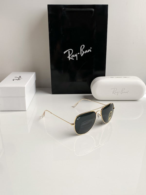 Branded Rb Gold Black Aviator Sunglasses (With Original Kit)