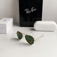 Branded Rb Gold Green Aviator Sunglasses Bt (With Original Kit)