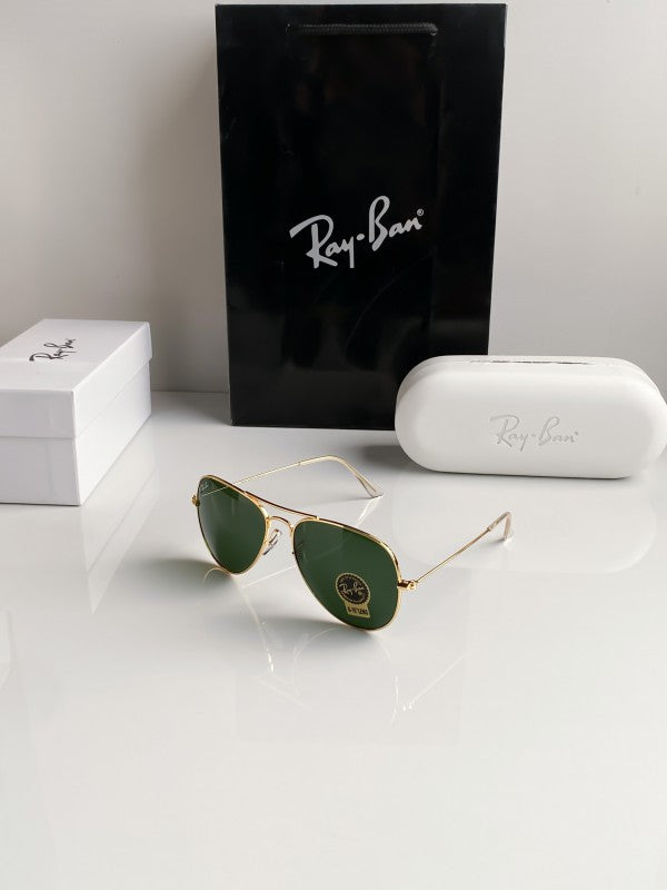 Branded Rb Gold Green Aviator Sunglasses Bt (With Original Kit)