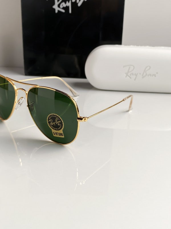 Branded Rb Gold Green Aviator Sunglasses Bt (With Original Kit)