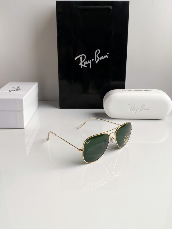 Branded Rb Gold Green Aviator Sunglasses Bt (With Original Kit)