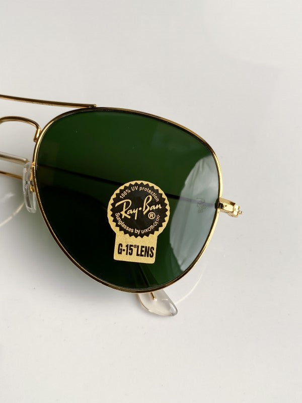 Branded Rb Gold Green Aviator Sunglasses (With Original Kit)