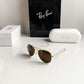 Branded Rb Gold Brown Aviator Sunglasses Bt (With Original Kit)