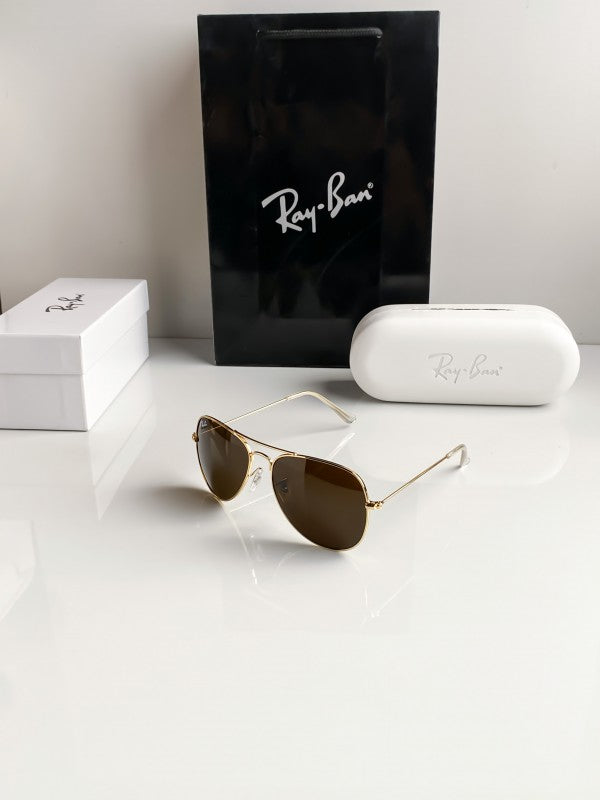 Branded Rb Gold Brown Aviator Sunglasses Bt (With Original Kit)