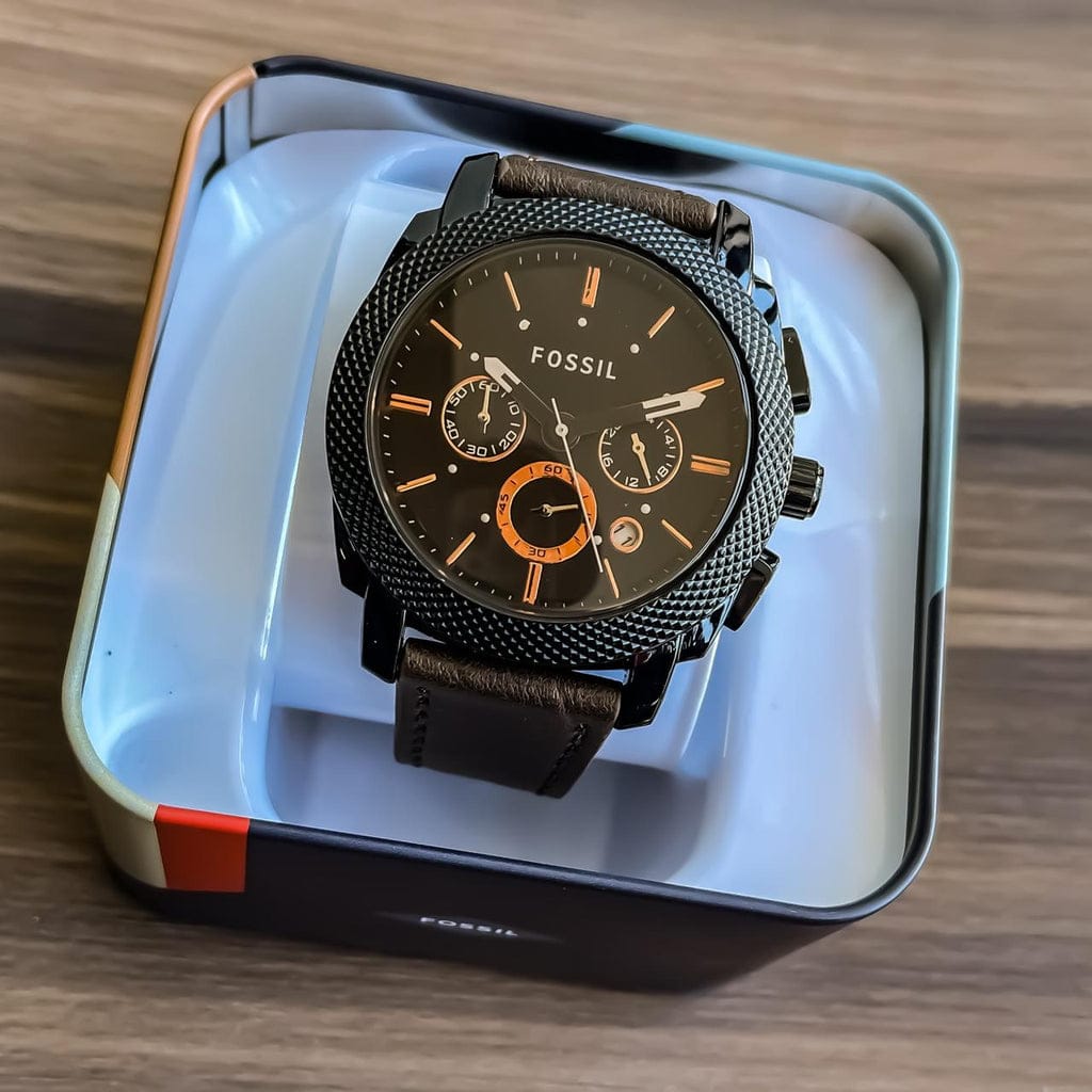 Fossil Machine Mid-Size Chronograph Brown Leather Watch